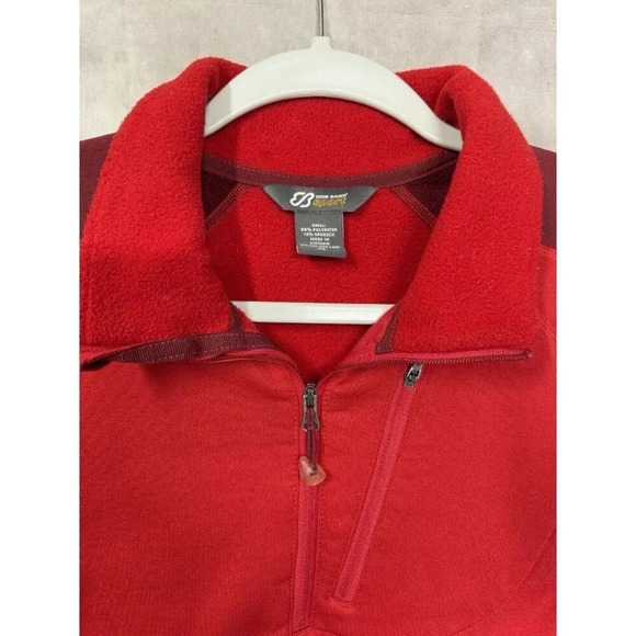 Eddie Bauer Sport 1/4 Zip Pullover Womens XL Red Thumbholes Fleece Lined Running - Picture 3 of 10